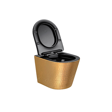 Унитаз подвесной Vincea Piatti VT1-11G1B безободковый золото/черный ультратонкое soft-close сиденье