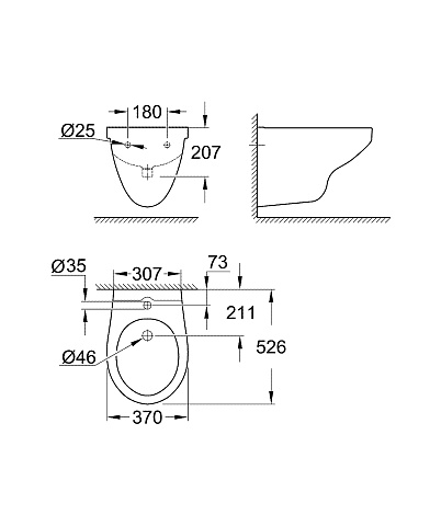 Биде Grohe Bau Ceramic 39433000