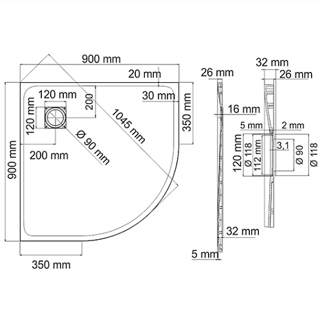 Душевой поддон WasserKRAFT Leine 35T01