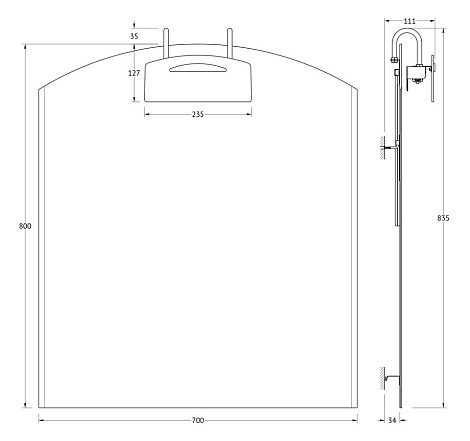 Зеркало со светильником 100 W 70х80 cm ELLUX Mode MOD-E1 0403