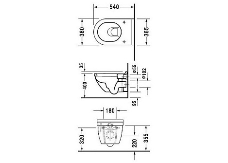 Подвесной унитаз Duravit Starck 3 2225090000