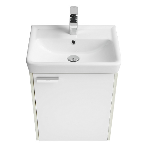 Комплект мебели Aquaton Йорк 50 М (1A170901YOAY0) белый/выбеленное дерево (Тумба+раковина+зеркало)