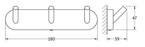 Планка с 3-мя крючками 18 cm ARTWELLE Harmonie HAR 002