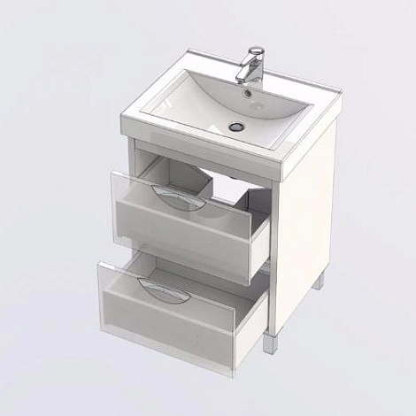 Тумба с раковиной Aquanet Гретта 60 (171595+169710) белый/венге