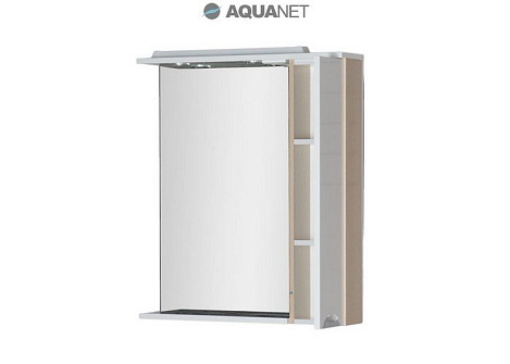 Шкаф-зеркало Aquanet Гретта 75 (173986) белое/светлый дуб
