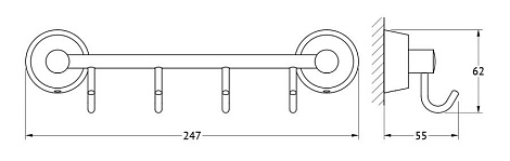 Штанга с 4-мя крючками 25 cm FBS Vizovice VIZ 025