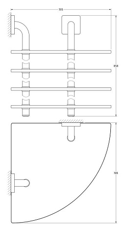 Полка угловая 4-х ярусная 30 cm ELLUX Avantgarde AVA 057