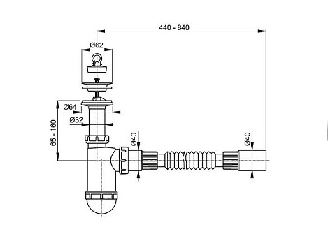 Сифон для раковины Alcadrain Flexi A41+A71 с гибким соединением