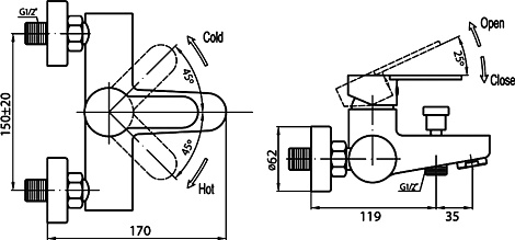 Смеситель для ванны Cezares Laconico LACONICO-VD-01 (LACONICO-C-VD-01)