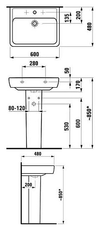 Раковина Laufen Pro 8.1895.2.000.104.1