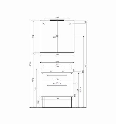 Тумба под раковину Villeroy&Boch 75 2DAY2 A98000E6 glossy taupe