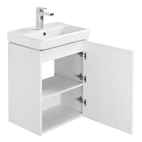 Комплект мебели Aquaton Йорк 50 М (1A170901YOAY0) белый/выбеленное дерево (Тумба+раковина+зеркало)