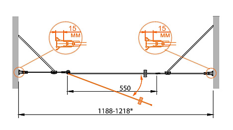Душевая дверь в нишу Cezares ROYAL PALACE-B-13-100+60/30-CP-G (ROYAL PALACE-A-B-13-100+60/30-CP-G)