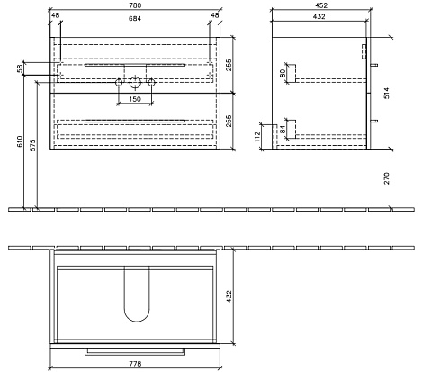 Тумба под раковину Villeroy&Boch Avento A89100B4, белая