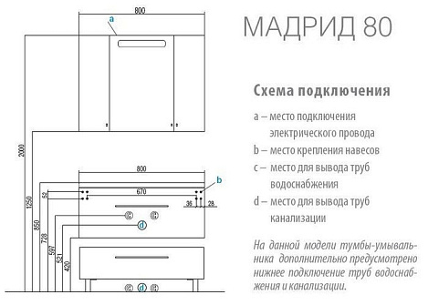 Комплект мебели Aquaton Мадрид 80 М (1A1268K0MA010) (Тумба+раковина+зеркало)