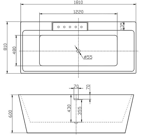 Акриловая ванна BelBagno 181x81 BB19-NERO/BIA