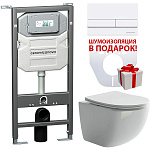 Комплект унитаза с инсталляцией Ceramica Nova Forma CN3009_1002W_1000 с сиденьем и клавишей смыва