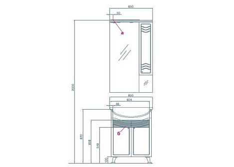 Комплект мебели Aquaton Домус 65 L (1A055201DO010) белый (Тумба+раковина+зеркало)