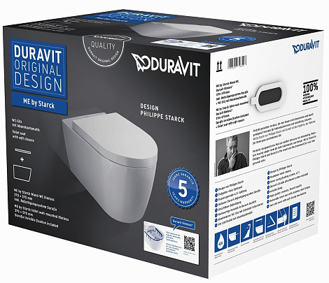 Унитаз подвесной Duravit ME by Starck Rimless 45290900A1 (2529090000+0020090000) с сиденьем микролифт