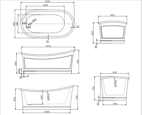 Акриловая ванна Belbagno 167.6x90 BB32