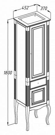 Шкаф-пенал Opadiris Лаура 44 Z0000006525, белый с бежевой патиной