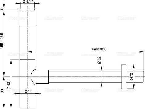 Сифон для умывальника Alcadrain Design A402 массивный