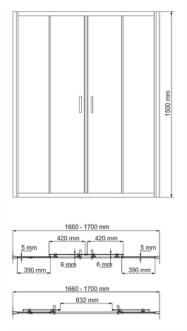 Шторка для душа WasserKRAFT Amper 29S02-170