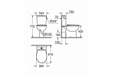 Унитаз Grohe Bau Ceramic  39496000