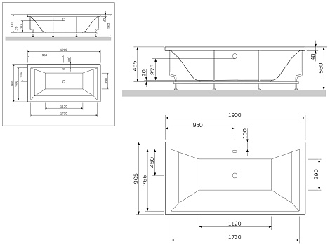 Акриловая ванна AM.PM Admire 190x90 W1AA-190-090W-A