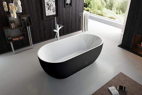 Акриловая ванна BelBagno 150x80 BB70-1500-800-W/NM черно-белая