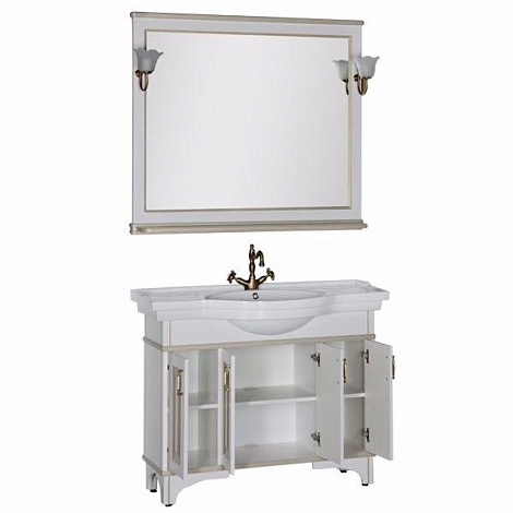 Комплект мебели Aquanet Валенса 110 (182922) белый кракалет/золото (Тумба+раковина+зеркало)