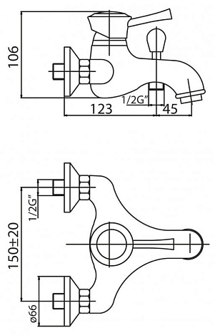 Смеситель для ванны Cezares GIUBILEO GIUBILEO-VM-02