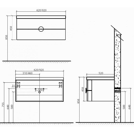 Тумба под раковину BelBagno SENSO SENSO-620-2C-SO-BL