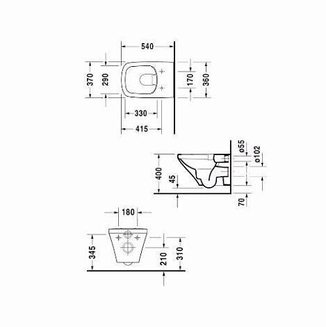 Комплект подвесной унитаз+сиденье Duravit DuraStyle 45510900A1 (2551090000+0063790000)
