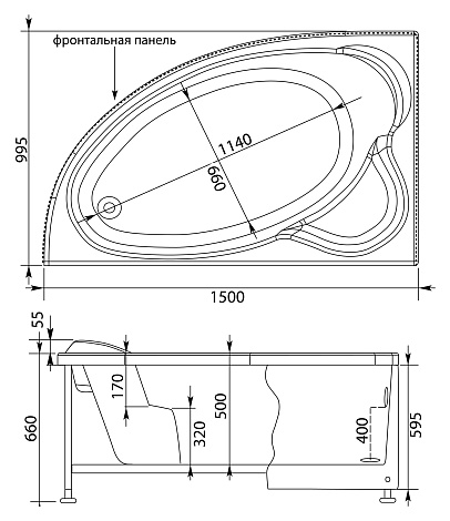 Акриловая ванна Aquanet Mayorca 150x100 204008 левая
