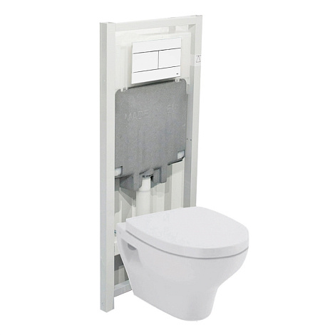 Комплект унитаз Sanitana POP 300572mSL01+S100772251000000+S80007461800000 + сиденье+ инсталляцией + клавиша белая