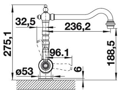 Смеситель для кухни Blanco SORA 524218 полированная латунь