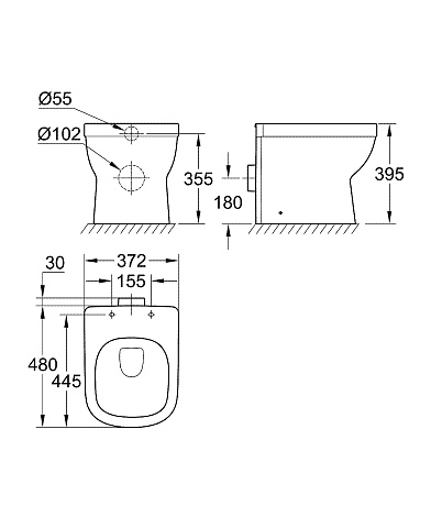 Чаша напольного унитаза Grohe Euro Ceramic 39329000