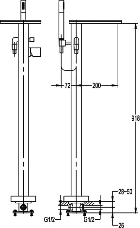 Смеситель для ванны Cezares Cascado CASCADO-VDP-01 (CASCADO-F-VDP-01)