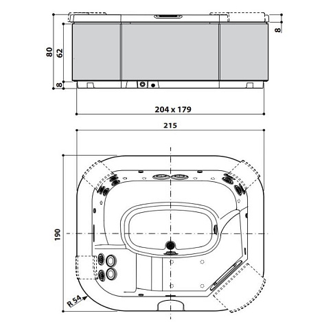 Мини-бассейн Jacuzzi DELOS PRO 215х190 9444-81165 Platinum