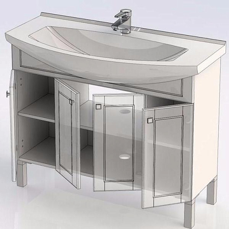 Тумба с раковиной Aquanet Честер 105 (186097+183609) белый/золото