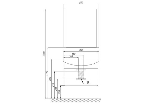 Комплект мебели Aquaton Ария 80 М (1A140801AA950) чёрный глянец (Тумба+раковина+зеркало)