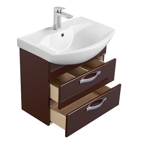 Комплект мебели Aquaton Ария 50 М (1A140001AA430) темно-коричневый (Тумба+раковина+зеркало)