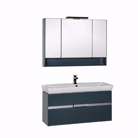 Комплект мебели Aquanet Виго 120 (183670) сине-серый (Тумба+раковина+зеркало)