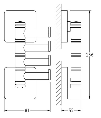 Крючок поворотный четверной ELLUX Avantgarde AVA 004