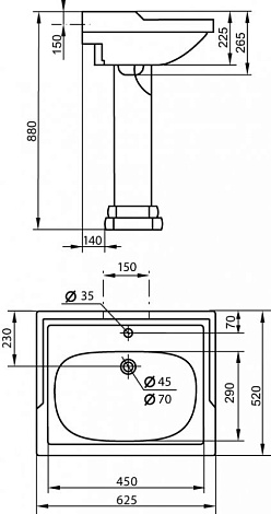 Пьедестал для раковины Cezares Laredo CZR-434-T
