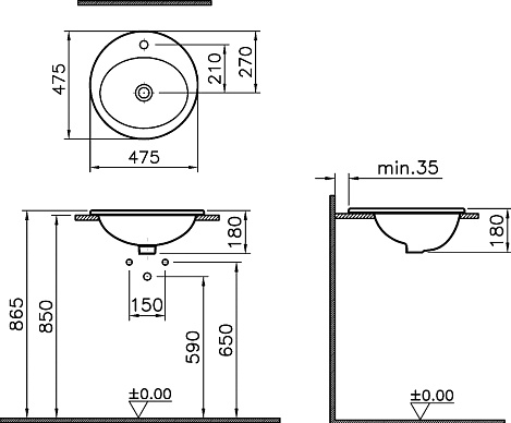 Раковина Vitra S20 5467B003-0001