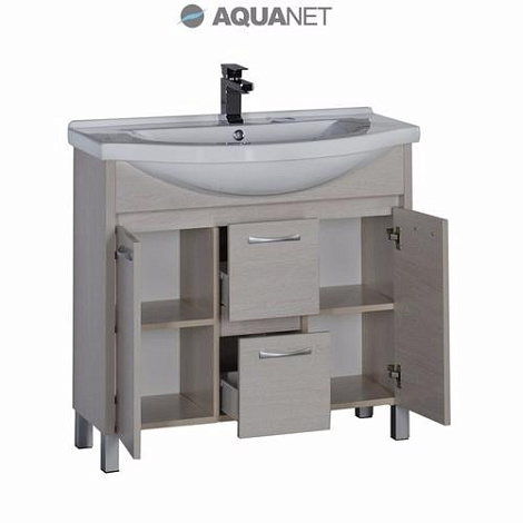 Тумба с раковиной Aquanet Донна 90 (169181+168865) белый дуб
