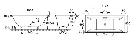 Акриловая ванна Jacob Delafon EVOK 180x80 E60269RU-00