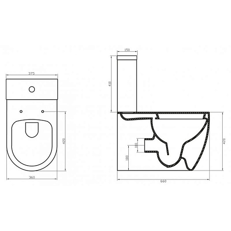 Чаша напольного унитаза BelBagno MARINO BB105CPR